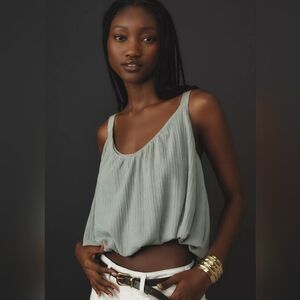 Anthropologie Ribbed Buckle Bubble Tank